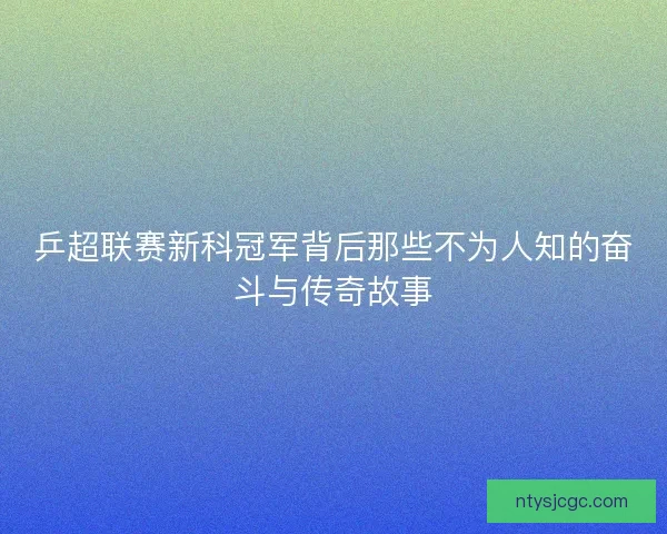 乒超联赛新科冠军背后那些不为人知的奋斗与传奇故事