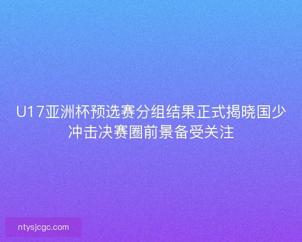 U17亚洲杯预选赛分组结果正式揭晓国少冲击决赛圈前景备受关注